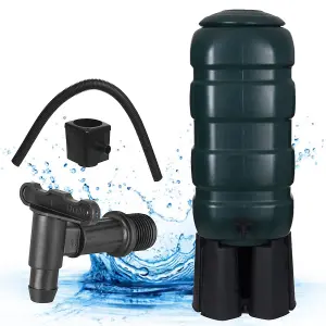 100L Traditional Garden Water Butt Set With Stand, Diverter Tap & Hose Kit