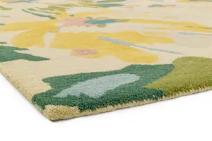 Multicolored Handmade Easy to Clean Floral Luxurious Modern Wool Rug for Living Room, Bedroom - 200cm X 290cm