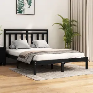 Berkfield Bed Frame Black Solid Wood 140x200 cm