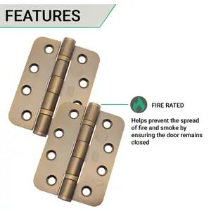 AFIT Florentine Bronze Grade 13 Fire Door Hinges-  4" Radius 102 x 76 x 3mm - Pack 3