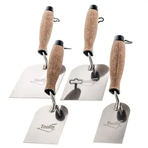 Toolty Margin Wall Putty Finishing Trowel with Cork Handle Set 4PCS 60, 80, 100, 120mm for Brickwork and Plastering Rendering