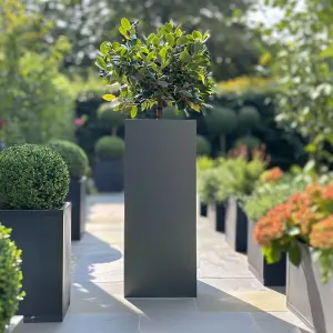 100cm Zinc Matte Grey Tall Square Planter