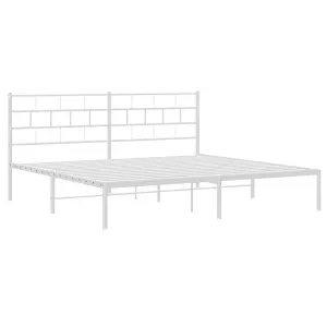 Berkfield Metal Bed Frame with Headboard White 200x200 cm