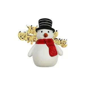 Merry Christmas Snowman Cake Topper White/Gold (One Size)