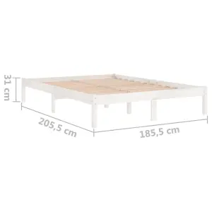 Berkfield Bed Frame White Solid Wood 180x200 cm Super King Size