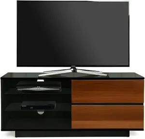 Centurion Supports Gallus Gloss Black with 2-Walnut Drawers and 2 Shelves up to 55" LED, LCD, Plasma TV Cabinet