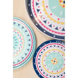 Interiors by Premier Easily Gripped Bazaar Tray, Scratch Resistant Round Tray, Floral Outdoor Tray, Lightweight Dining Tray