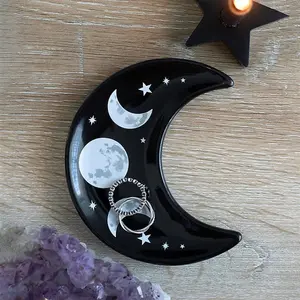 Hill Interiors Crescent Moon Trinket Dish Black/White (One Size)