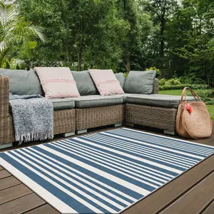 Duo Weave Collection Outdoor Rugs in Modern Stripes