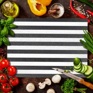 Textured Glass Chopping Board Mono Stripe - Medium