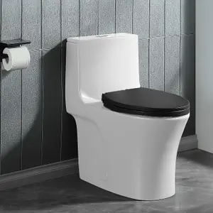 Soft Close Toilet Seat with Quick Release for Easy Clean - Black