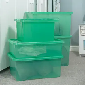 Wham 5 Piece Multisize Crystal Stackable Plastic Storage Box & Lid Set Tint Leprechaun Green