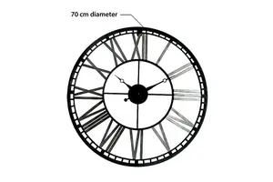 70cm x 70cm Industrial Iron Clock