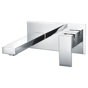 RAK Cubis Polished Chrome Modern Basin Wall Mounted Sink Mixer Tap Solid Brass