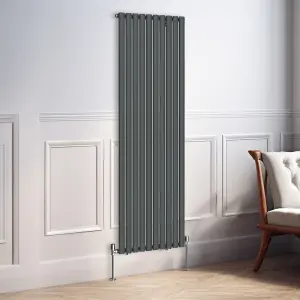 Right Radiators 1800x590mm Vertical Single Oval Column Designer Radiator Anthracite