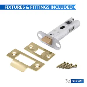 XFORT 2 Pack 75mm Polished Brass Tubular Latch, Mortice Door Latch