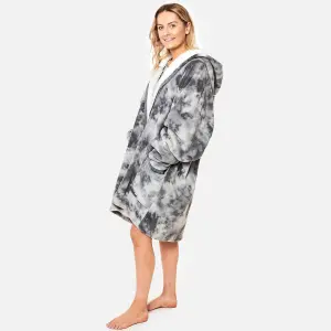 Dreamscene Tie Dye Zip-Up Oversized Hooded Blanket Sweater, Charcoal - Adults