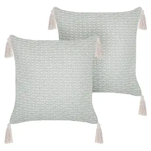 Set of 2 Cushions HAKONE 42 x 42 cm Geometric Mint Green