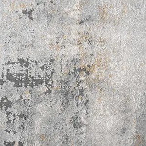 Silver Grey Metallic Distressed Abstract Area Rug 200x290cm