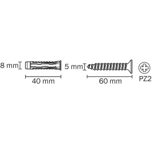 Diall Universal Grey Multi-purpose screw & wall plug (Dia)8mm (L)40mm, Pack of 30