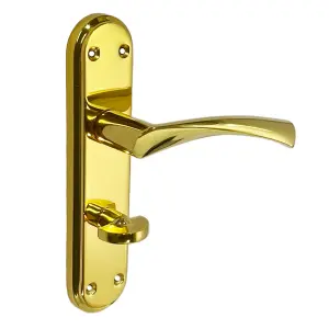 Genova Door Handles Brass Twist Lever Bathroom Lock Marina Backplate