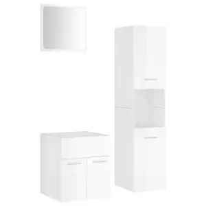 Berkfield Bathroom Furniture Set High Gloss White Engineered Wood