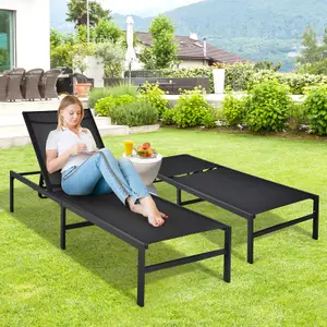 Costway Outdoor Chaise Lounge Sun Lounger Recliner Chair w/ 6 Positions Backrest