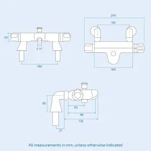 Nes Home Winstead Deck Mounted Thermostatic Bath Shower Mixer Tap (Shower hose is not included)