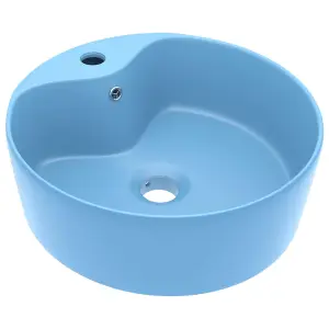 Berkfield Luxury Wash Basin with Overflow Matt Light Blue 36x13 cm Ceramic