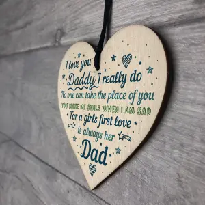 Red Ocean Dad Gifts From Daughter From Son Hanging Wooden Heart Fathers Day Daddy Birthday Card Or Gift For Him