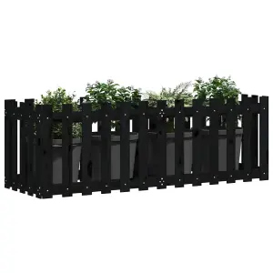 Berkfield Garden Raised Bed with Fence Design Black 150x50x50 cm Solid Wood Pine