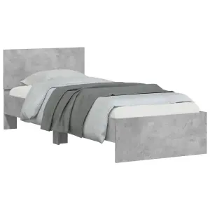 Berkfield Bed Frame without Mattress with LED Lights Concrete Grey 90x200 cm