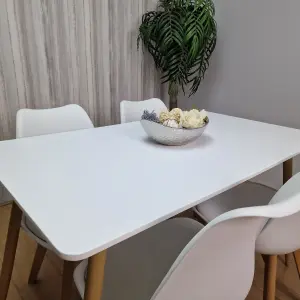 White Kitchen Dining Table With 4 Grey Tulip Chairs Table Set Of 4