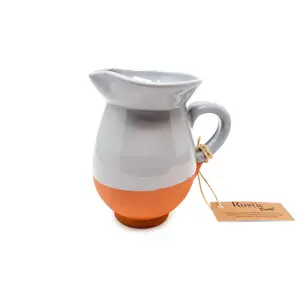 Rustic Pastel Half Dipped Terracotta Kitchen Mini Pourer Jug Grey (12cm)