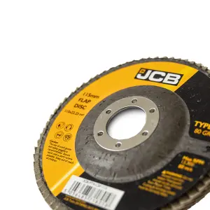 JCB Metal 80 Grit Flap Discs 115mm (4 1/2'') x 22.23mm, 10 Pack  JCB-FDC115-80-10PK