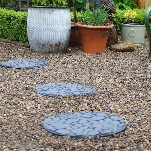 Reversible Stepping Stones Eco-Friendly River Rock Effect Ornamental Recycled Rubber for Garden, Path & Patio (x2)