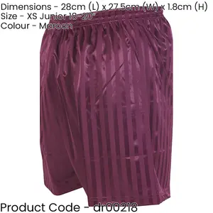 XS - MAROON Junior Sports Continental Stripe Training Shorts Bottoms - Football