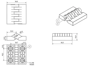 Polyamide Hinge Plastic 64x65mm Concealed Fixing Door Locker Hatch 4PK