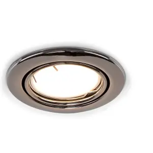 ValueLights Downlight Tiltable Fire Rated Black Chrome Ceiling Light Fitting 6 Pack With Cool White Bulbs