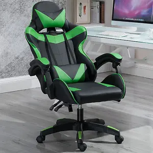 Black and Green Stylish Adjustable Ergonomic Computer Office Desk Gaming Chair