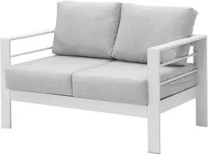 Wisteria Lane 2 Seat Loveseat Sofa Patio Furniture Aluminum - White