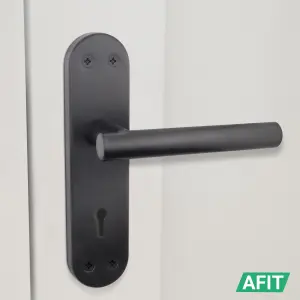 AFIT Matt Black Door Handle Key Lock Set - 1 Pair of Internal T-Bar Handles with Sash Lock (64mm) & Keys - Olvera Range