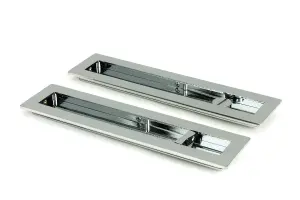 From The Anvil Polished Chrome 250mm Plain Rectangular Pull - Privacy Set