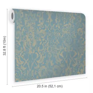 Next Majestic Damask Blue Wallpaper