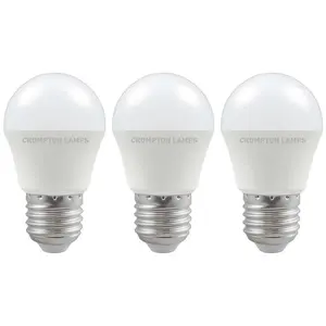 Crompton Lamps LED Golfball 4.9W E27 Warm White Opal (40W Eqv) (3 Pack)