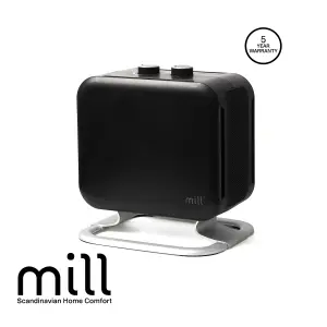 Mill Compact Fan Heater 1800W with Aluminium Foot - Black