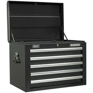 High Gloss Black 5 Drawer Tool Chest - Durable Storage Solution 660 x 435 x 490mm