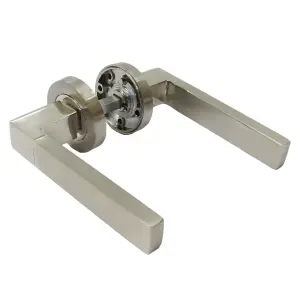 Cafri Line Door Handle Modern Satin Nickel Lever on Rose Internal Latch Doors Handles