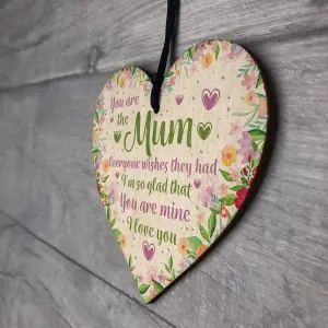 Red Ocean Gifts For Mum Mummy Wooden Hanging Heart Plaque Mum Birthday Gifts Mothers Day Gifts From Daughter Son