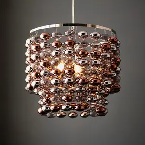 Luminosa Esme Single Pendant Ceiling Lamp, Chrome Plated With Grey Tinted, Chrome, Copper Plated Glass